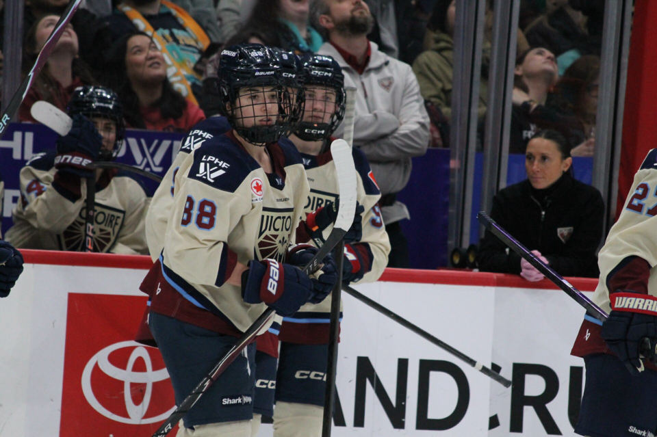 Skylar Irving of the Montréal Victoire during a PWHL game in January 2026