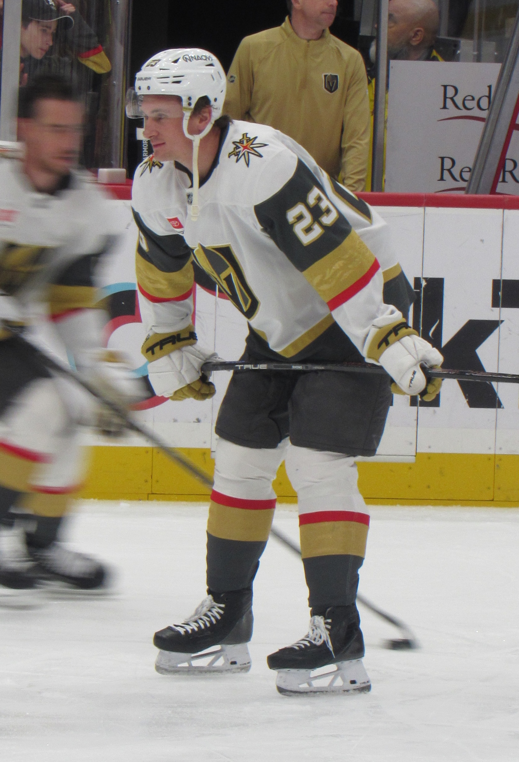 Cole Reinhardt during warmups before a game in February 2026, while with Vegas