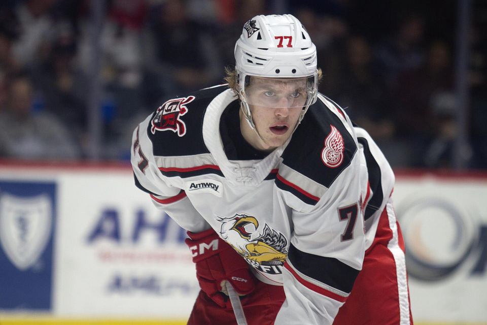 Simon Edvinsson in an AHL game in January 2023
