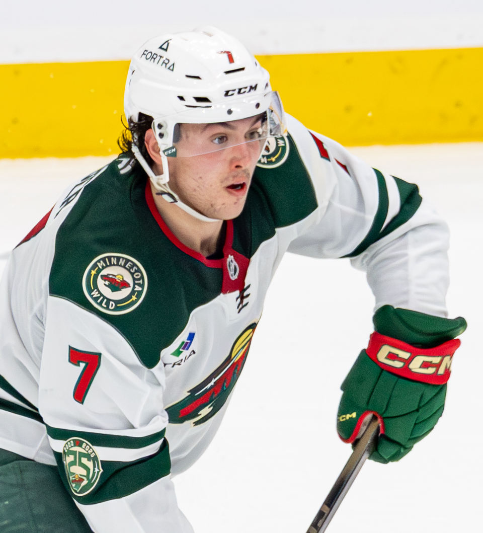 Minnesota Wild defenseman Brock Faber on the ice, January 2026