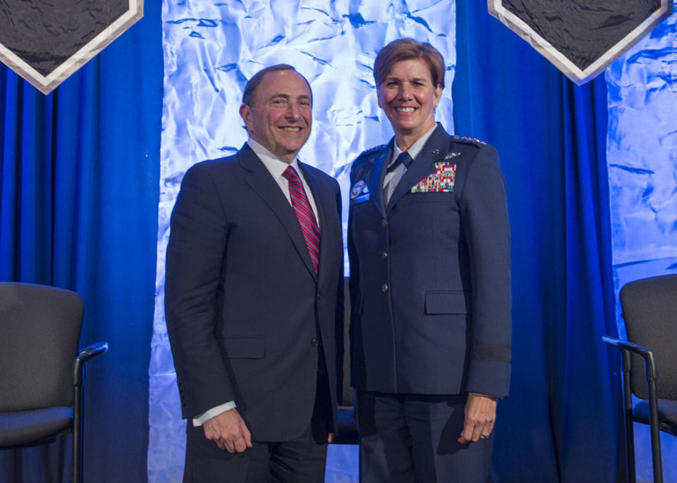 NHL commissioner Gary Bettman speaking at an event in 2016
