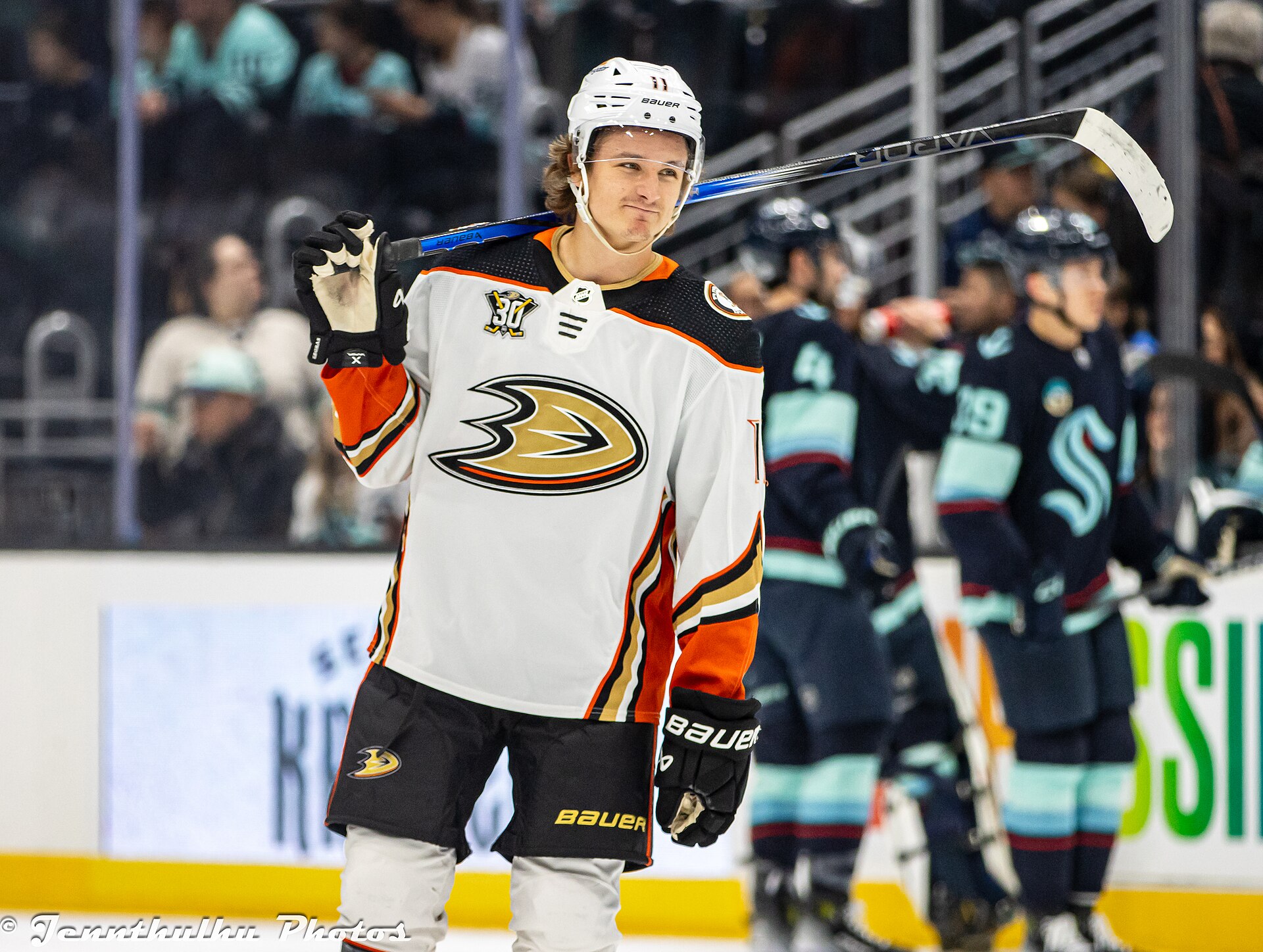 Trevor Zegras with the Anaheim Ducks in March 2024