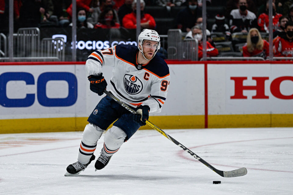Connor McDavid of the Edmonton Oilers during a game in February 2022