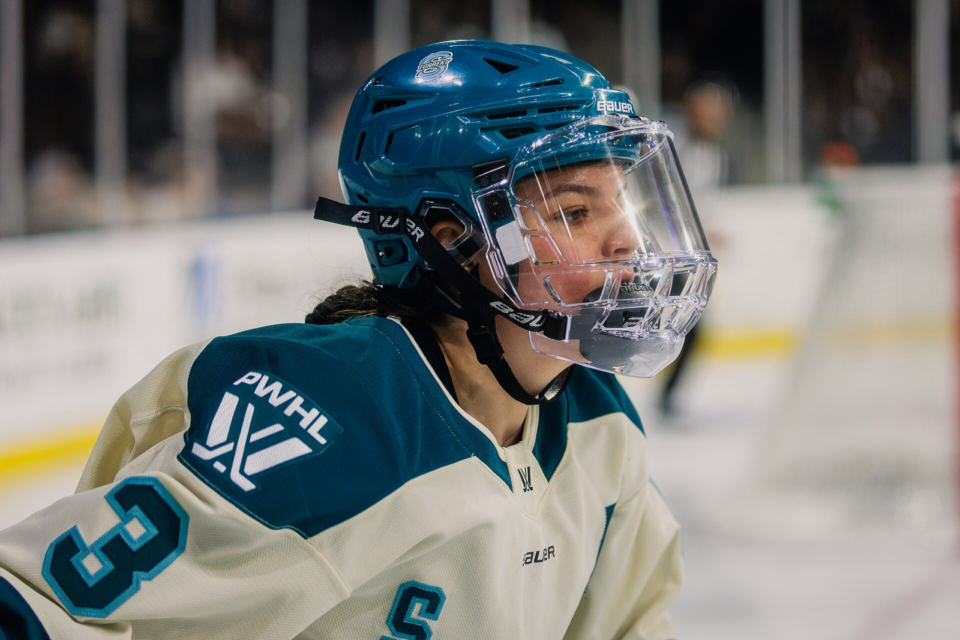 Cayla Barnes of the Seattle Torrent during a PWHL game in March 2026