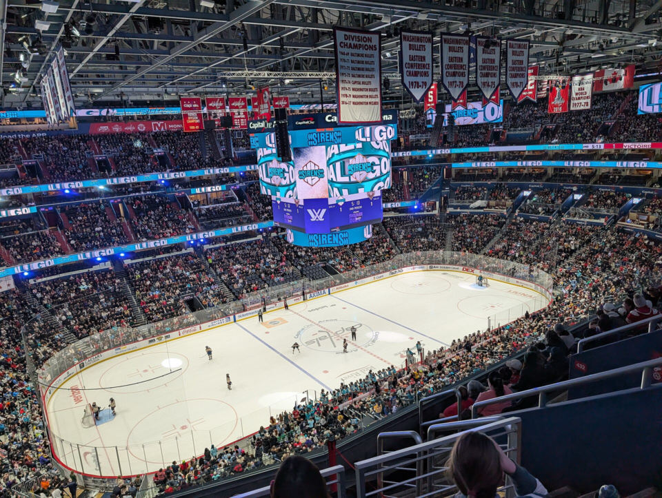 A PWHL Takeover Tour game between the New York Sirens and Montréal Victoire at Capital One Arena in Washington, D.C., in January 2026