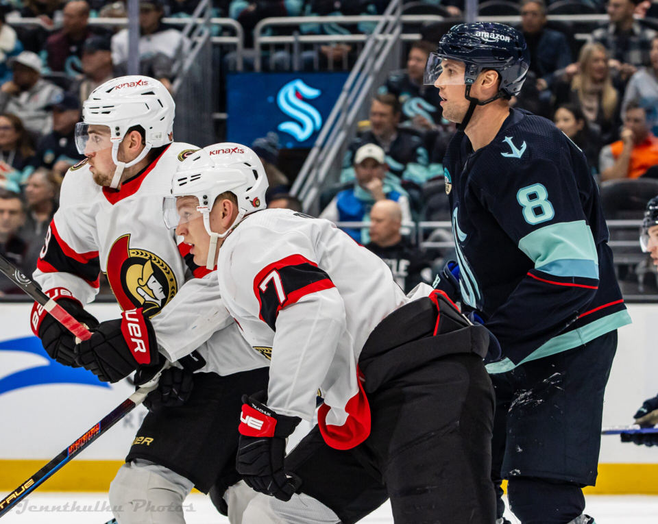 Brady Tkachuk, then with the Ottawa Senators, at Seattle in January 2024